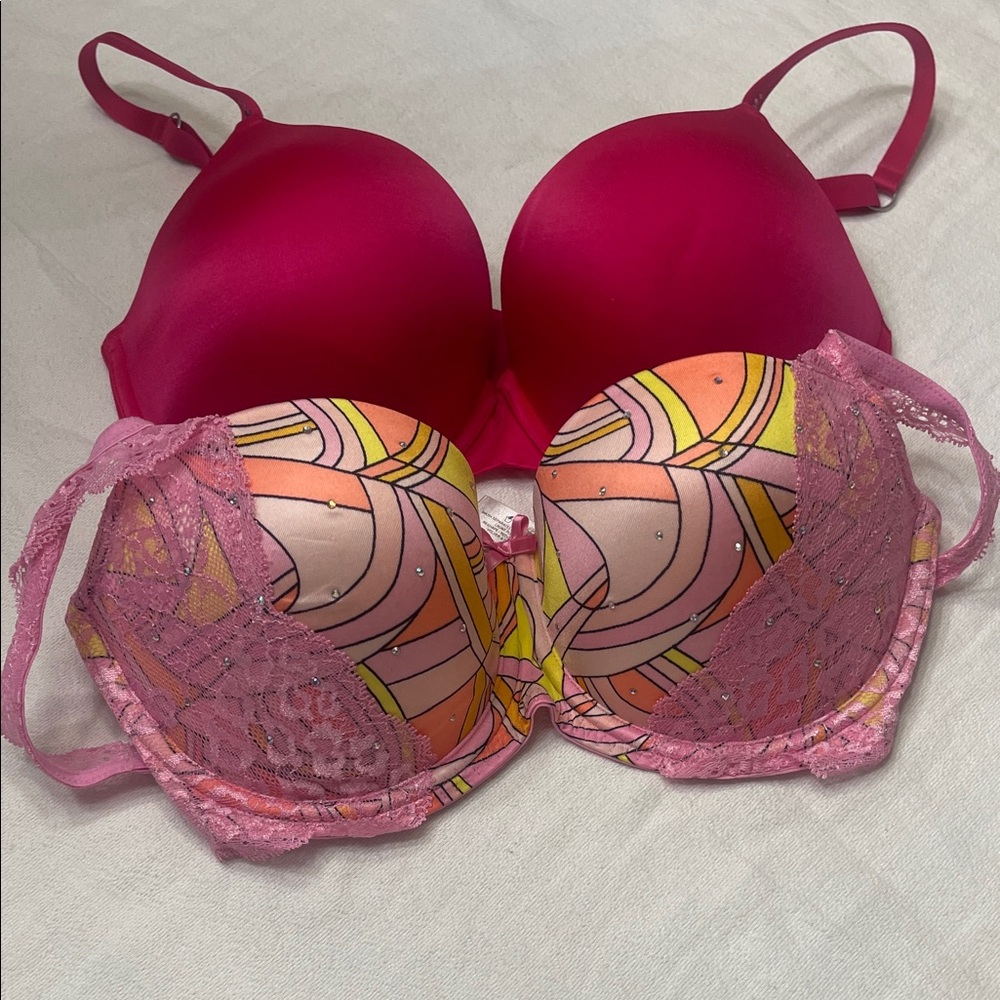 Victoria's Secret Pink and Multicolor Bra Set